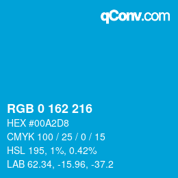 颜色代码: RGB 0 162 216 | qconv.com