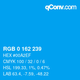 颜色代码: RGB 0 162 239 | qconv.com
