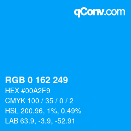カラーコード: RGB 0 162 249 | qconv.com