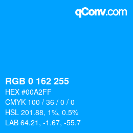 Color code: RGB 0 162 255 | qconv.com