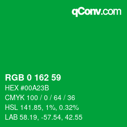 Color code: RGB 0 162 59 | qconv.com