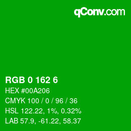 Color code: RGB 0 162 6 | qconv.com