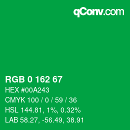 Color code: RGB 0 162 67 | qconv.com