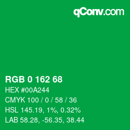 Color code: RGB 0 162 68 | qconv.com