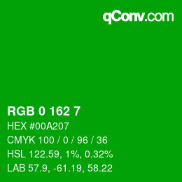 Color code: RGB 0 162 7 | qconv.com