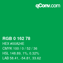 Color code: RGB 0 162 78 | qconv.com