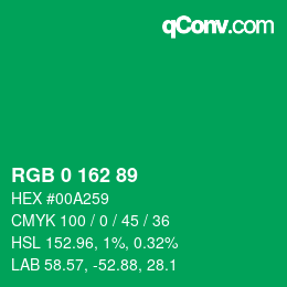 Color code: RGB 0 162 89 | qconv.com