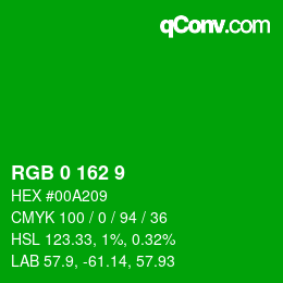 Color code: RGB 0 162 9 | qconv.com