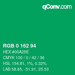 Color code: RGB 0 162 94 | qconv.com