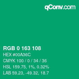 Color code: RGB 0 163 108 | qconv.com