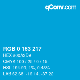 Color code: RGB 0 163 217 | qconv.com