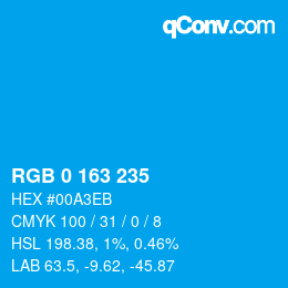 Color code: RGB 0 163 235 | qconv.com