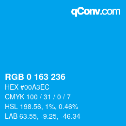 Color code: RGB 0 163 236 | qconv.com