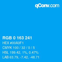 Color code: RGB 0 163 241 | qconv.com
