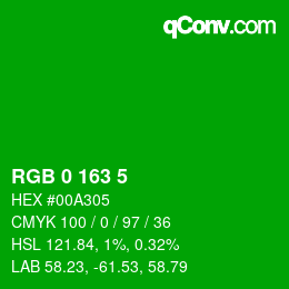 Color code: RGB 0 163 5 | qconv.com