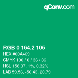 カラーコード: RGB 0 164.2 105 | qconv.com