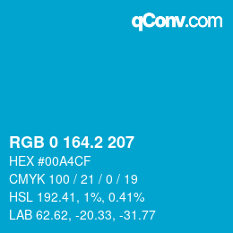 カラーコード: RGB 0 164.2 207 | qconv.com