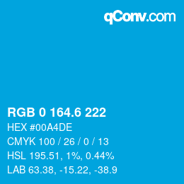 カラーコード: RGB 0 164.6 222 | qconv.com