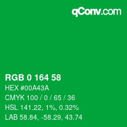 Color code: RGB 0 164 58 | qconv.com