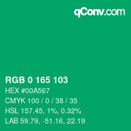 Color code: RGB 0 165 103 | qconv.com