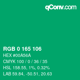 Color code: RGB 0 165 106 | qconv.com