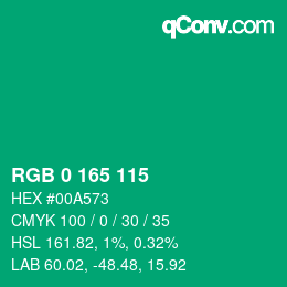カラーコード: RGB 0 165 115 | qconv.com