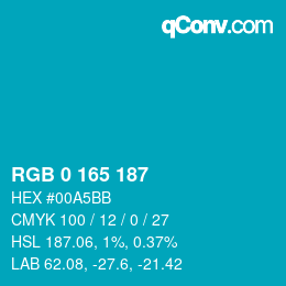 Color code: RGB 0 165 187 | qconv.com