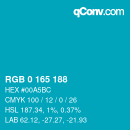 Color code: RGB 0 165 188 | qconv.com