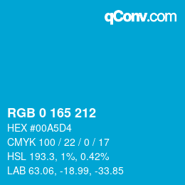 Color code: RGB 0 165 212 | qconv.com
