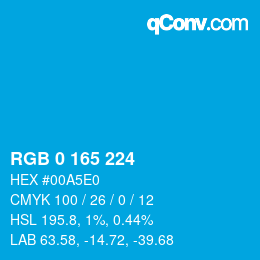 Color code: RGB 0 165 224 | qconv.com