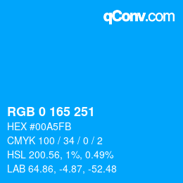 Color code: RGB 0 165 251 | qconv.com
