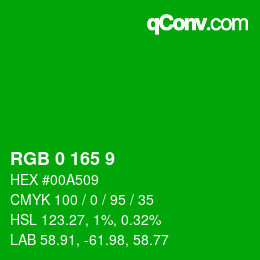 颜色代码: RGB 0 165 9 | qconv.com