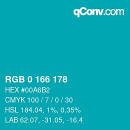 Color code: RGB 0 166 178 | qconv.com