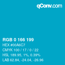 Color code: RGB 0 166 199 | qconv.com