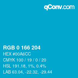 Color code: RGB 0 166 204 | qconv.com