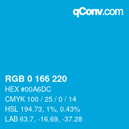 Farbcode: RGB 0 166 220 | qconv.com