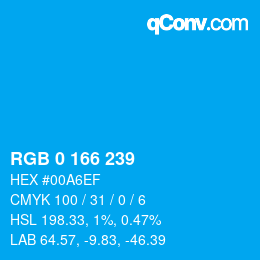 Color code: RGB 0 166 239 | qconv.com