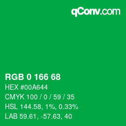 Color code: RGB 0 166 68 | qconv.com