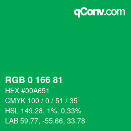 Farbcode: RGB 0 166 81 | qconv.com