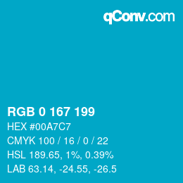 Farbcode: RGB 0 167 199 | qconv.com