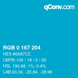 Color code: RGB 0 167 204 | qconv.com