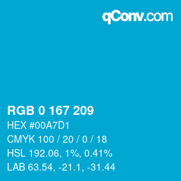 Color code: RGB 0 167 209 | qconv.com