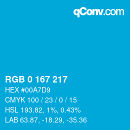 Color code: RGB 0 167 217 | qconv.com