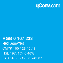 Color code: RGB 0 167 233 | qconv.com