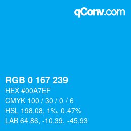 Color code: RGB 0 167 239 | qconv.com