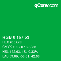 Color code: RGB 0 167 63 | qconv.com