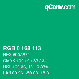 Color code: RGB 0 168 113 | qconv.com