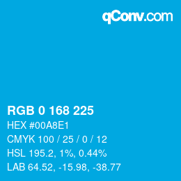 颜色代码: RGB 0 168 225 | qconv.com