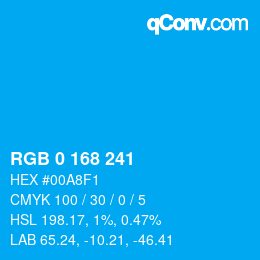 Color code: RGB 0 168 241 | qconv.com