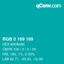 Color code: RGB 0 169 169 | qconv.com